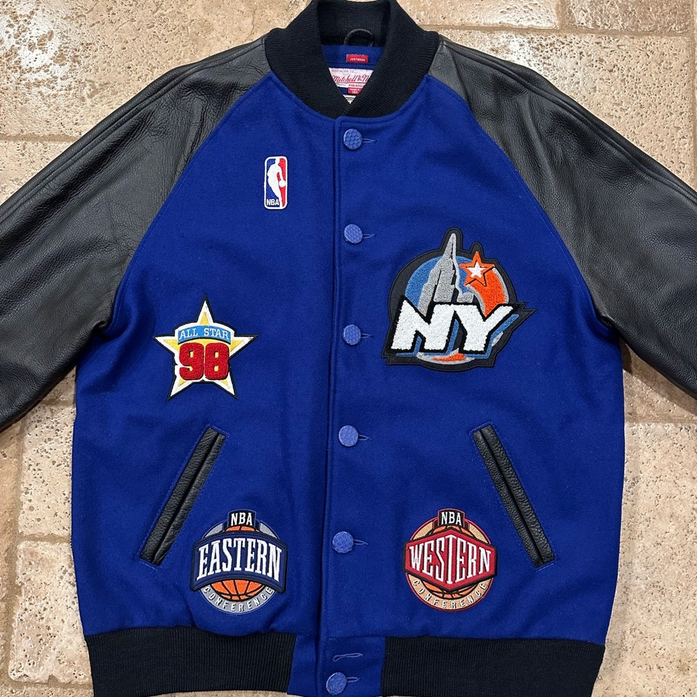 Just Don x Mitchell & Ness 1998 NBA All Star Blue / Black Varsity Jacket - Picture 4 of 16